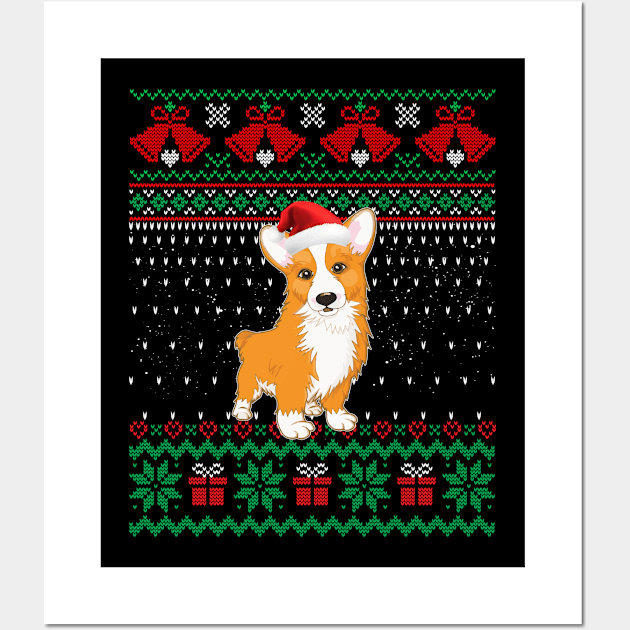 Corgi Dog Lover Ugly Christmas Sweater Xmas Gift For Family Wall Art by Maccita